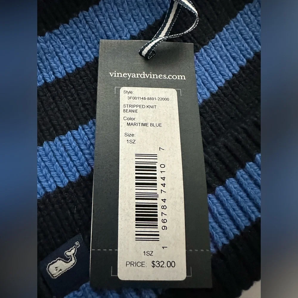 Vineyard Vines Boys Beanie in Blue Stripes